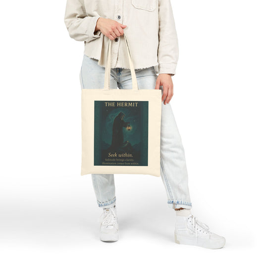 The Hermit Tarot Art Print, Mystical Solitude Illustration, Spiritual Art with Lantern, Seek Within Inspirational Bag, Spiritual Gifts