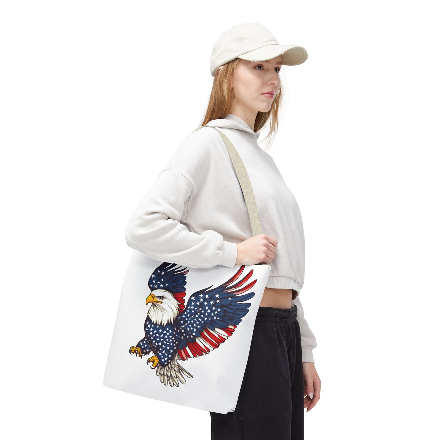 Patriotic Eagle Tote Bag, AOP, Perfect for July 4th, Festivals, Eco-Friendly Shopping, Gift for Nature Lovers, large canvas bag, beach bag