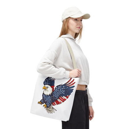 Patriotic Eagle Tote Bag, AOP, Perfect for July 4th, Festivals, Eco-Friendly Shopping, Gift for Nature Lovers, large canvas bag, beach bag