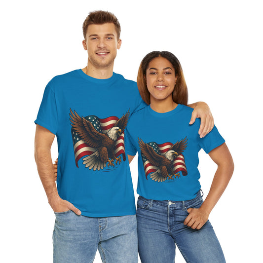 American Eagle Graphic Tee, Patriotic T-Shirt, Fourth of July Apparel, Eagle Love Shirt, Unisex Heavy Cotton Tee
