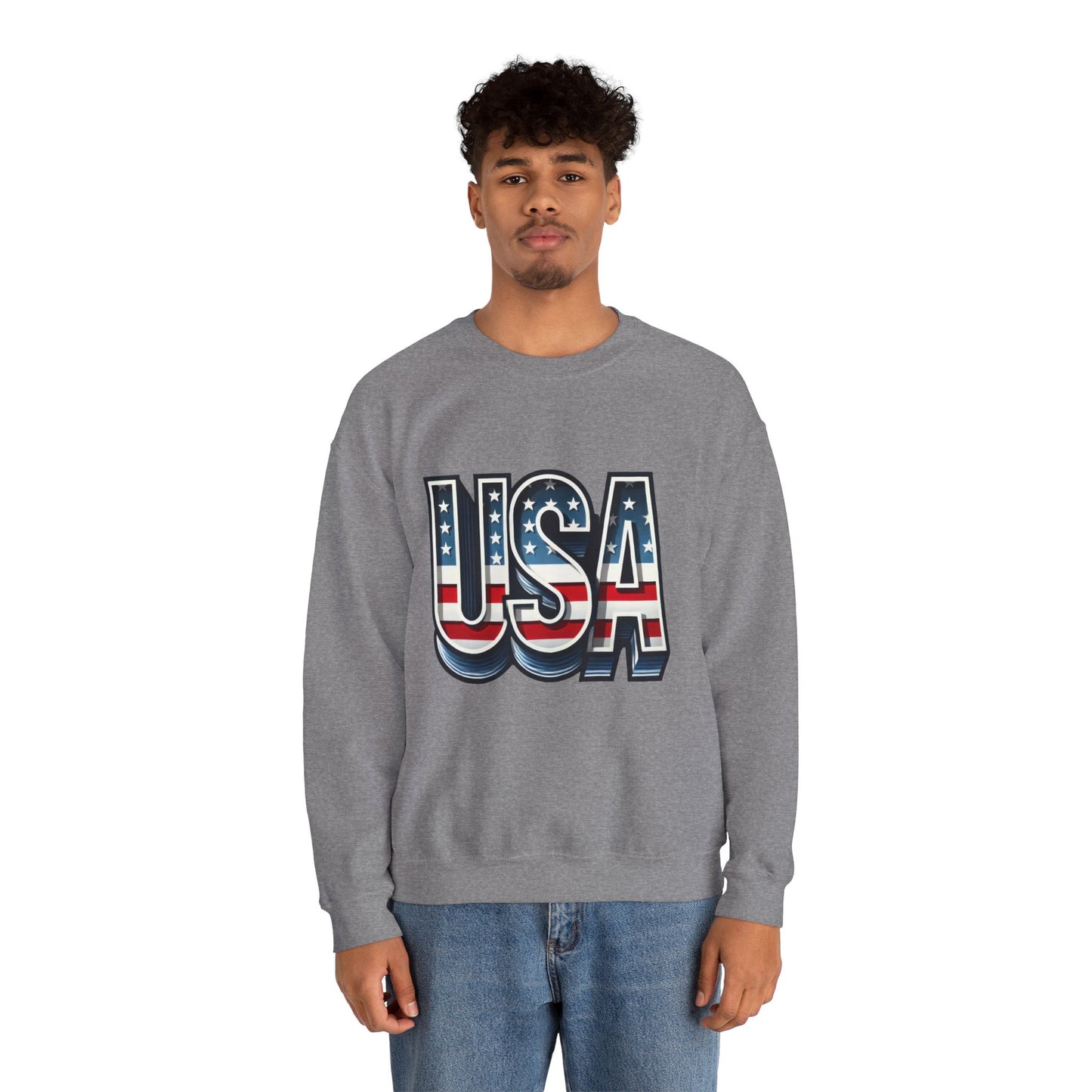 USA Patriotic Crewneck Sweatshirt for All Seasons, Cozy Sweatshirt for Independence Day, Casual Wear, Gift for Friends and Family