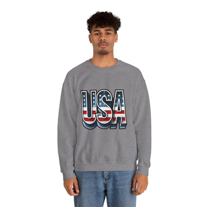 USA Patriotic Crewneck Sweatshirt for All Seasons, Cozy Sweatshirt for Independence Day, Casual Wear, Gift for Friends and Family