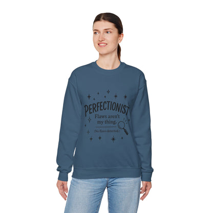 Womens Perfectionist Sweatshirt, Funny Clean Design with Stars, No Flaws Detected Quote Pullover, Minimalist Cozy Gift for Her