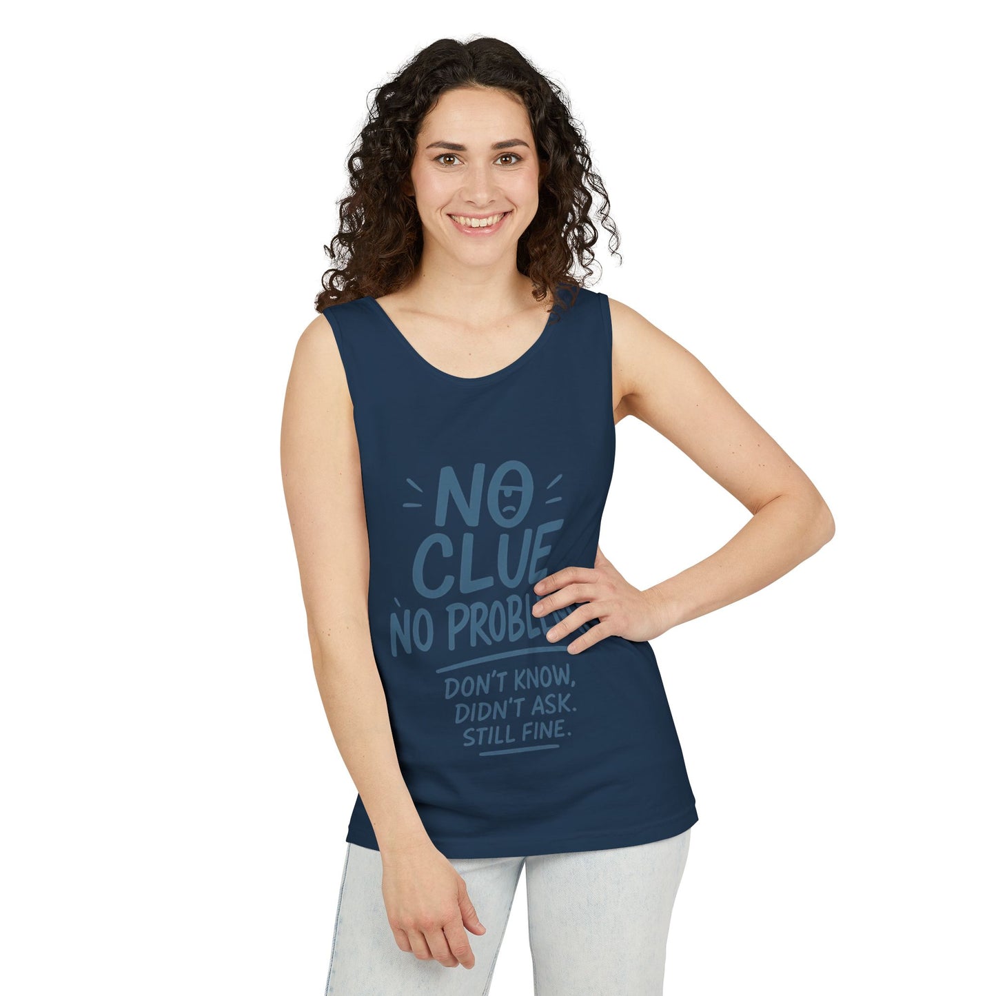 Funny No ClueWomens Tank Top, No Problem Quote Shirt, Dont Know Didnt Ask Graphic Tee, Gift for Her, Humorous Tee, Workout Sleeveless Shirt