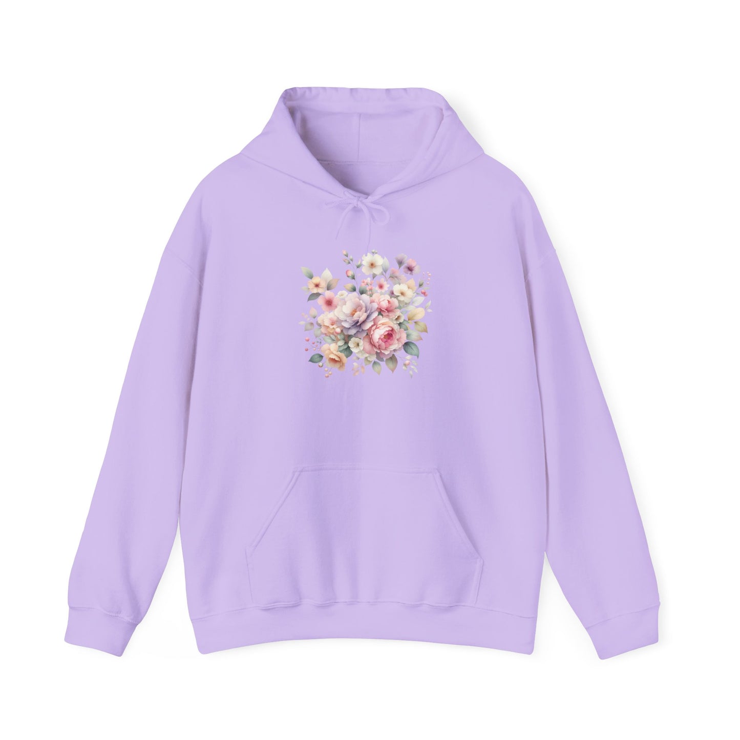 Floral Comfort Hoodie, Cozy Sweatshirt for Women, Spring Fashion, Gift for Her, Casual Everyday Wear, Soft Pastel Flower Print Sweatshirt