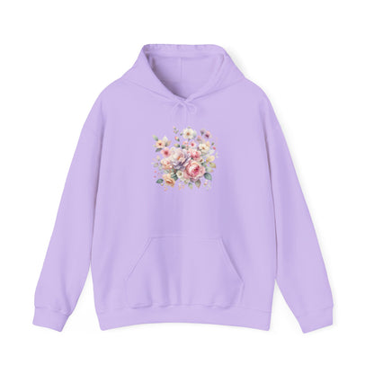 Floral Comfort Hoodie, Cozy Sweatshirt for Women, Spring Fashion, Gift for Her, Casual Everyday Wear, Soft Pastel Flower Print Sweatshirt