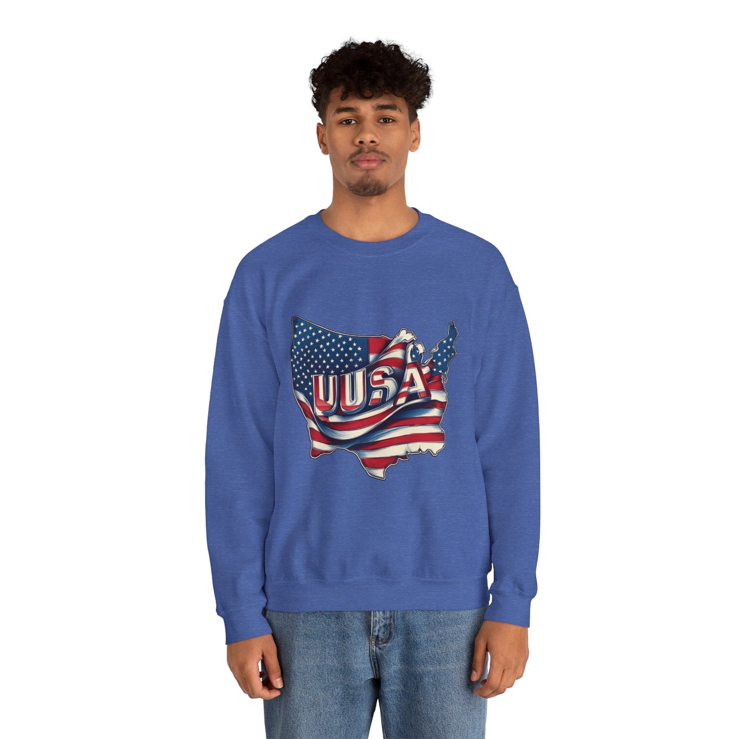Patriotic USA Crewneck Sweatshirt, Unisex Sweatshirt, American Flag Apparel, Casual Comfort, Great for Independence Day and Holidays
