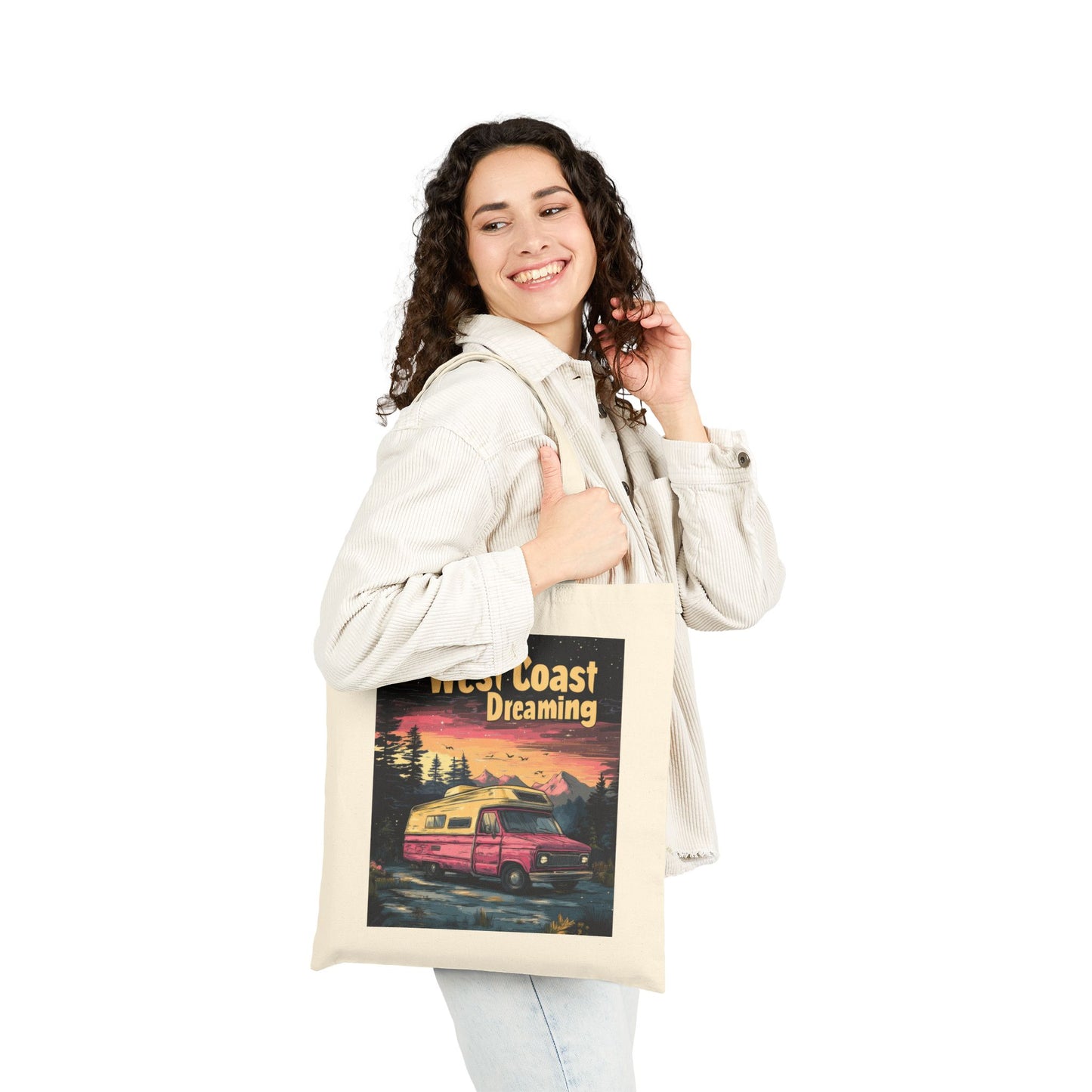 West Coast Dreaming Tote Bag, Eco-Friendly Cotton Bag, Beach Bag, Travel Tote, Gift for Adventure Lovers