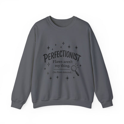 Womens Perfectionist Sweatshirt, Funny Clean Design with Stars, No Flaws Detected Quote Pullover, Minimalist Cozy Gift for Her