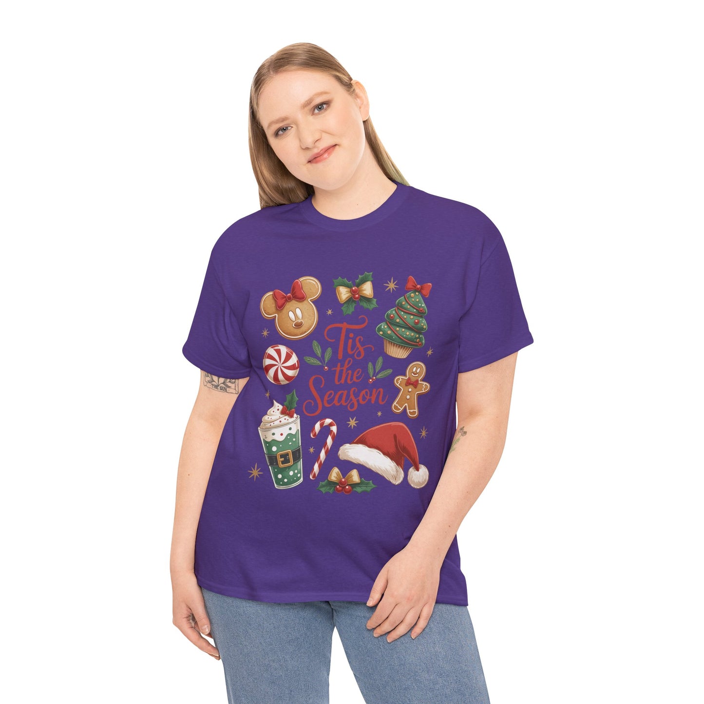 Women's Tis the Season Christmas Shirt, Cute Holiday Cookie - Coffee Tee, Women's Heavy Cotton Tee
