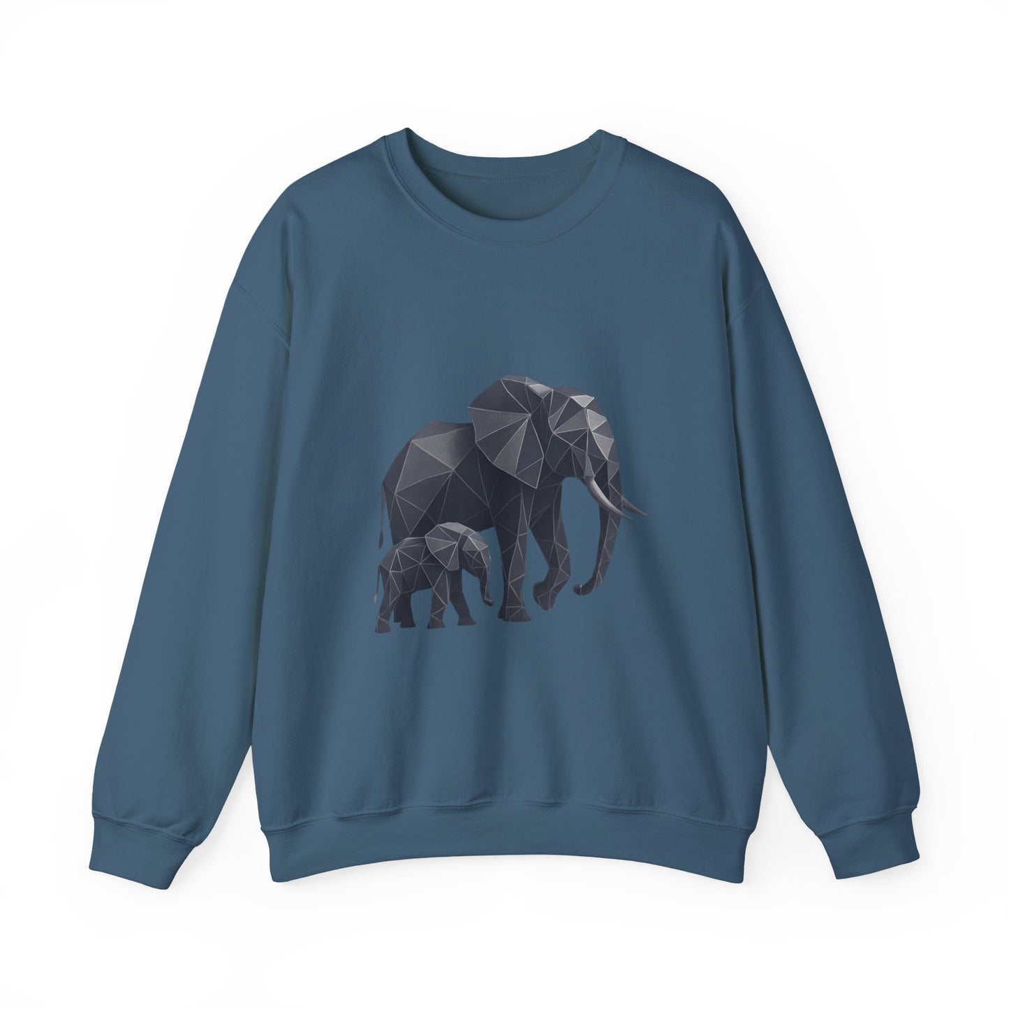 Geometric Elephant Sweatshirt, Cozy Unisex Crewneck, Animal Lover Gift, Nature Inspired Apparel, Eco-Friendly Fashion, Gift for Her