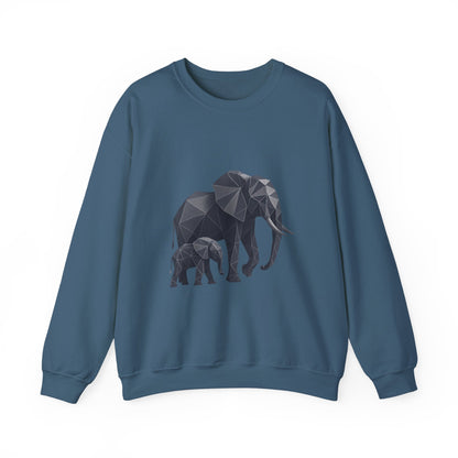Geometric Elephant Sweatshirt, Cozy Unisex Crewneck, Animal Lover Gift, Nature Inspired Apparel, Eco-Friendly Fashion, Gift for Her