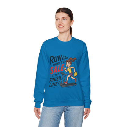 Run Like Theres a SALE at the Finish Line! Womens Sweatshirt, Funny Shopping Pullover, Treadmill Runner Gift for Her, Sale Humor Tee