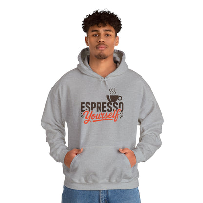 Men's Heavy Blend™ Hooded Sweatshirt, Espresso Yourself Mens Hoodie, Coffee Lover Funny Graphic Pullover