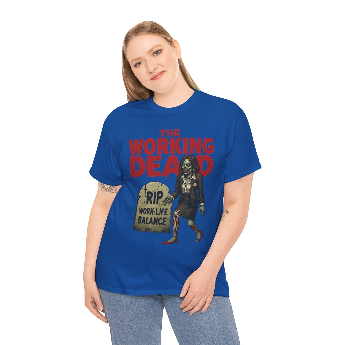 The Working Dead Women's Shirt, Funny Work Life Balance Zombie Tee, RIP Work Shirt, Halloween Office Humor, Overworked Shirt
