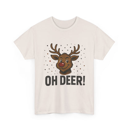 Men's Oh Deer Funny Christmas T-Shirt, Reindeer Holiday Graphic Tee