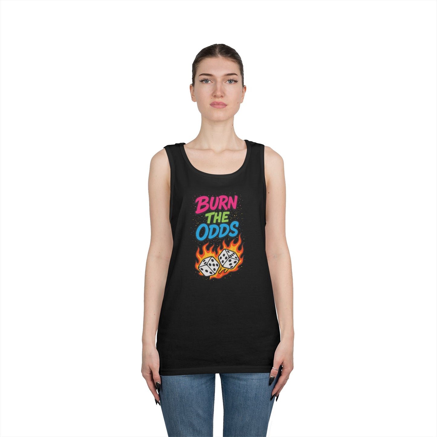 Burn the Odds Tank Top, Casual Summer Wear, Gaming Gift, Dice Design Tee, Gift for Gamers, Funny Tank, Perfect for Parties