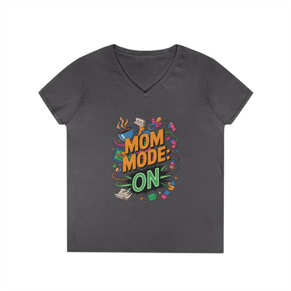 Mom Mode On Ladies V-Neck T-Shirt, Gift for Mom, Mother's Day Gift, Mother's Day Humor T-Shirt, Cute Mama Life Graphic Tee