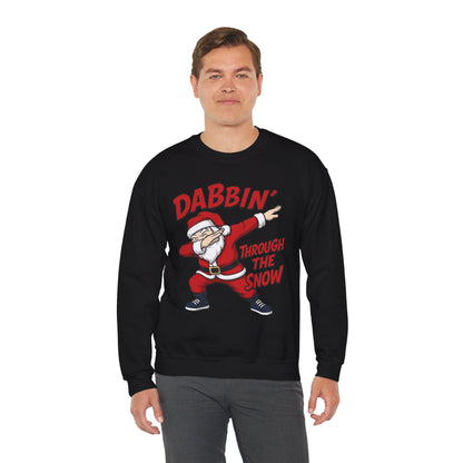 Dabbin Through The Snow Santa Men's Christmas Sweatshirt, Funny Holiday Jumper