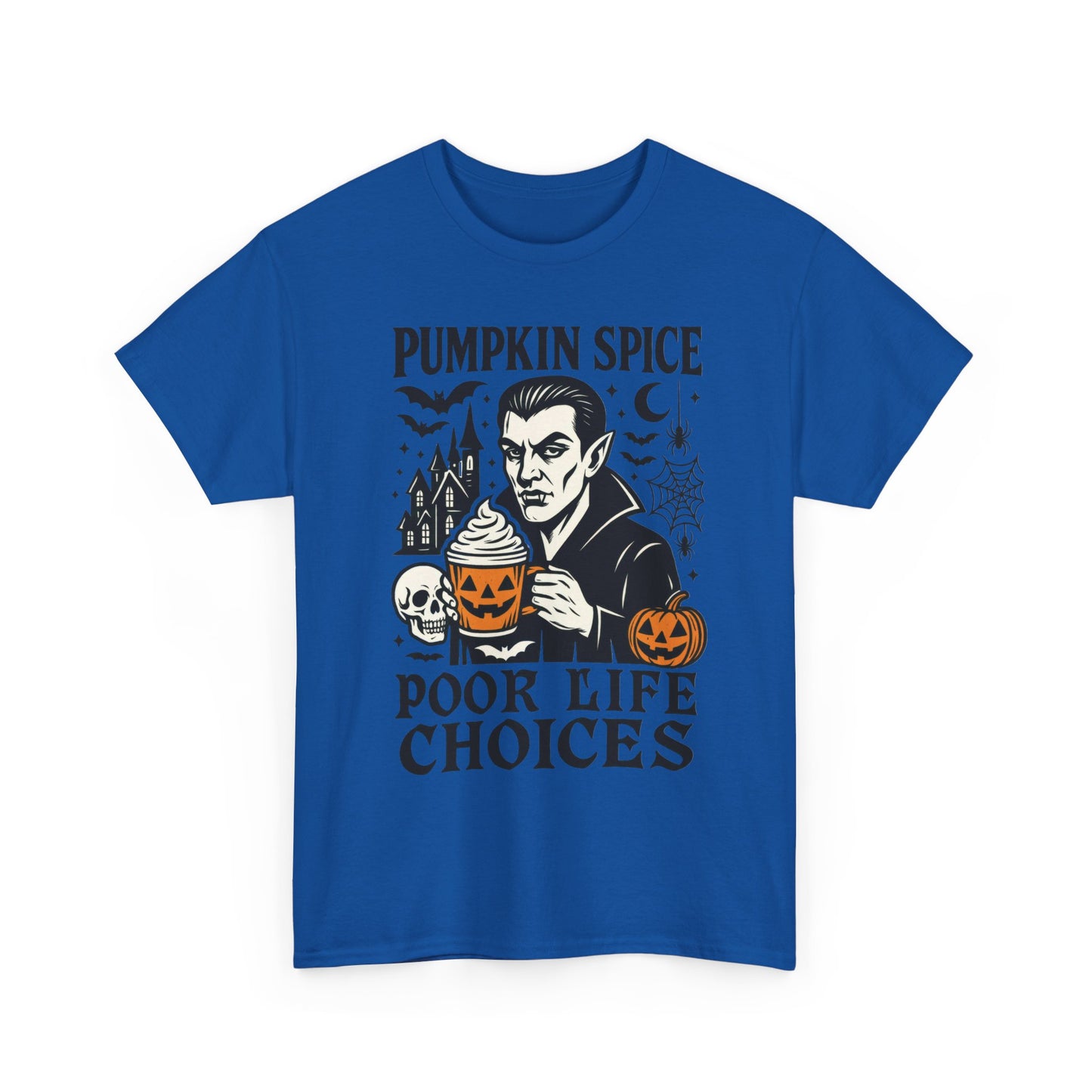 Pumpkin Spice Poor Life Choices Men's T-Shirt, Funny Vampire Coffee Halloween Graphic Tee