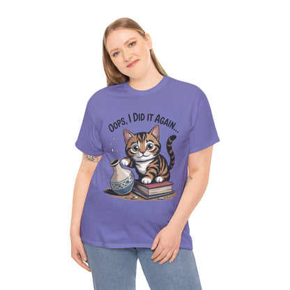 Playful Cat Women's Tee, Funny Oops I Did It Again Design, Cat Lover Gift, Casual Wear, Birthday Gift, Pet Lover Tee, Women's Gift