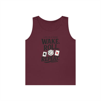 Game Themed Tank Top, Casual Tee, Gift for Gamers, Fun Workout Top, Funny Dice & Cards Shirt, Unisex Gambling Gift