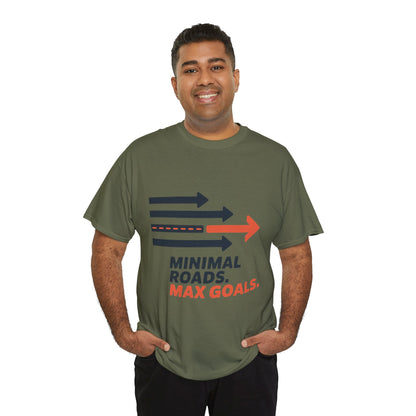 Minimal Roads Max Goals Motivational Mens T-Shirt, Urban Style Graphic Tee
