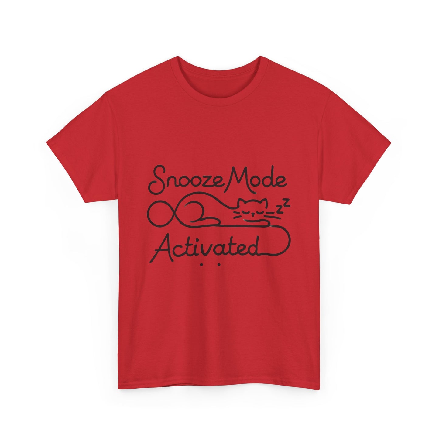 Cotton T-Shirt for Cat Lovers, Funny Sleeping Cat Tee,  Lazy Mood Graphic, Women's Heavy Cotton T-Shirt Gift for Cat Lovers