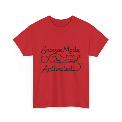 Cotton T-Shirt for Cat Lovers, Funny Sleeping Cat Tee,  Lazy Mood Graphic, Women's Heavy Cotton T-Shirt Gift for Cat Lovers