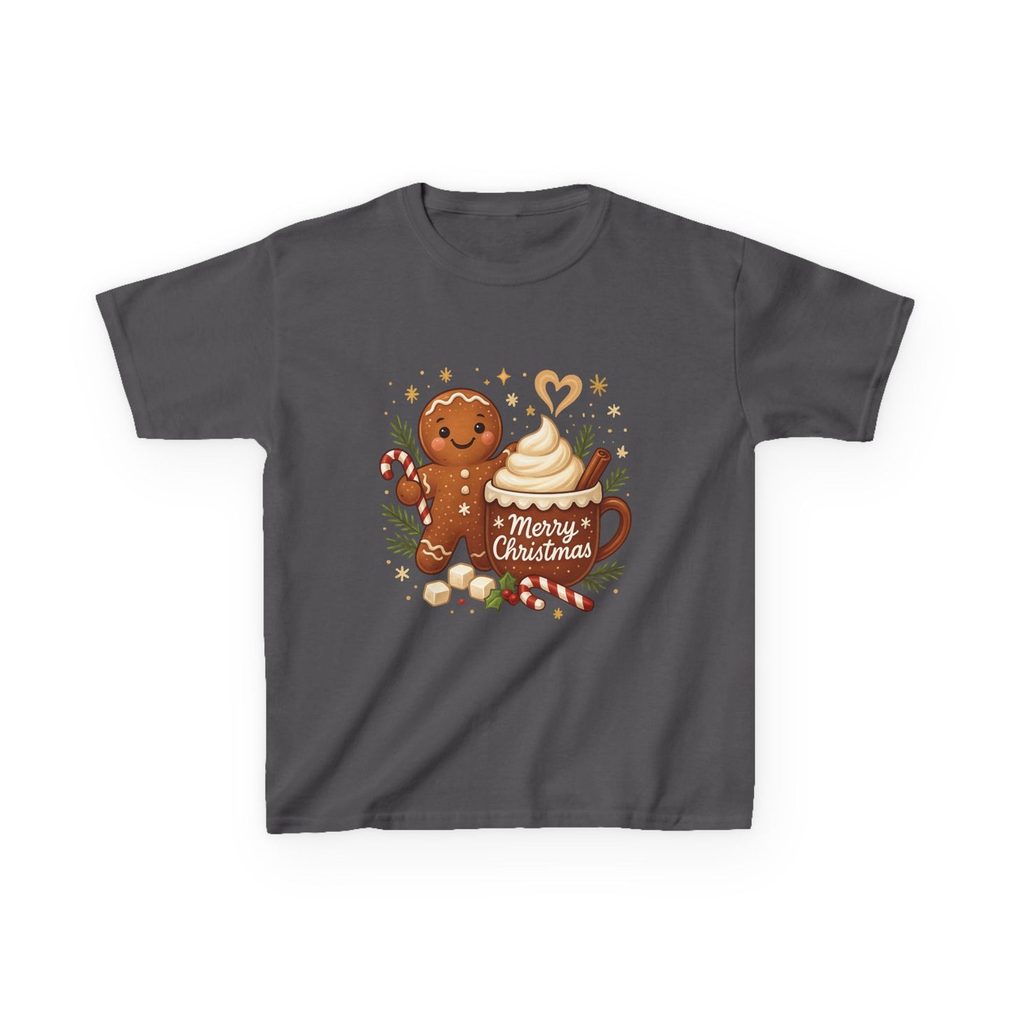Gingerbread - Hot Cocoa Christmas Shirt for Kids, Cute Holiday Girls Tee, Kids Heavy Cotton™ Tee