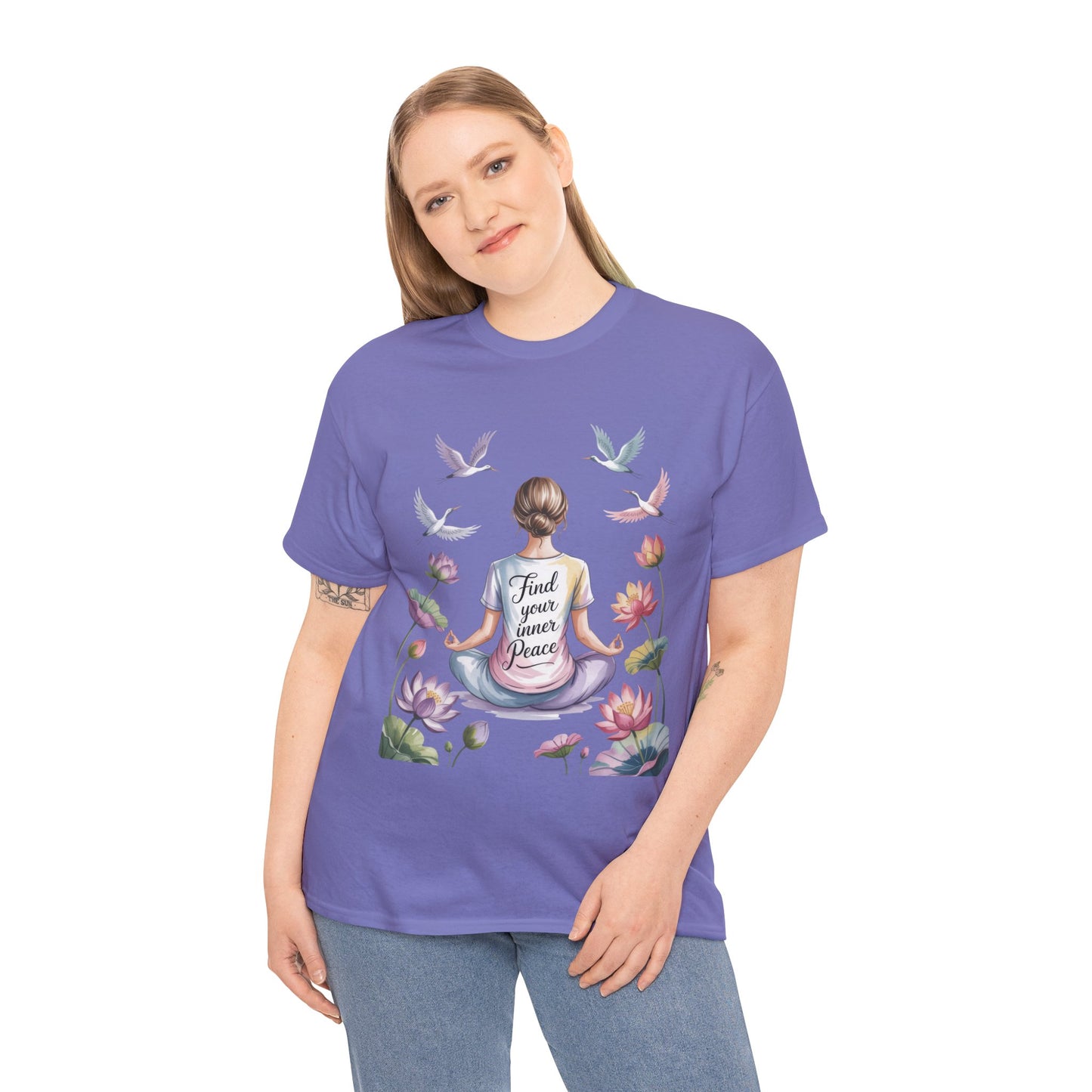 Find Your Inner Peace Womens Heavy Cotton Tee, Motivational Shirt, Meditation Apparel, Relaxation Gift, Casual Wear, Mindfulness Tee