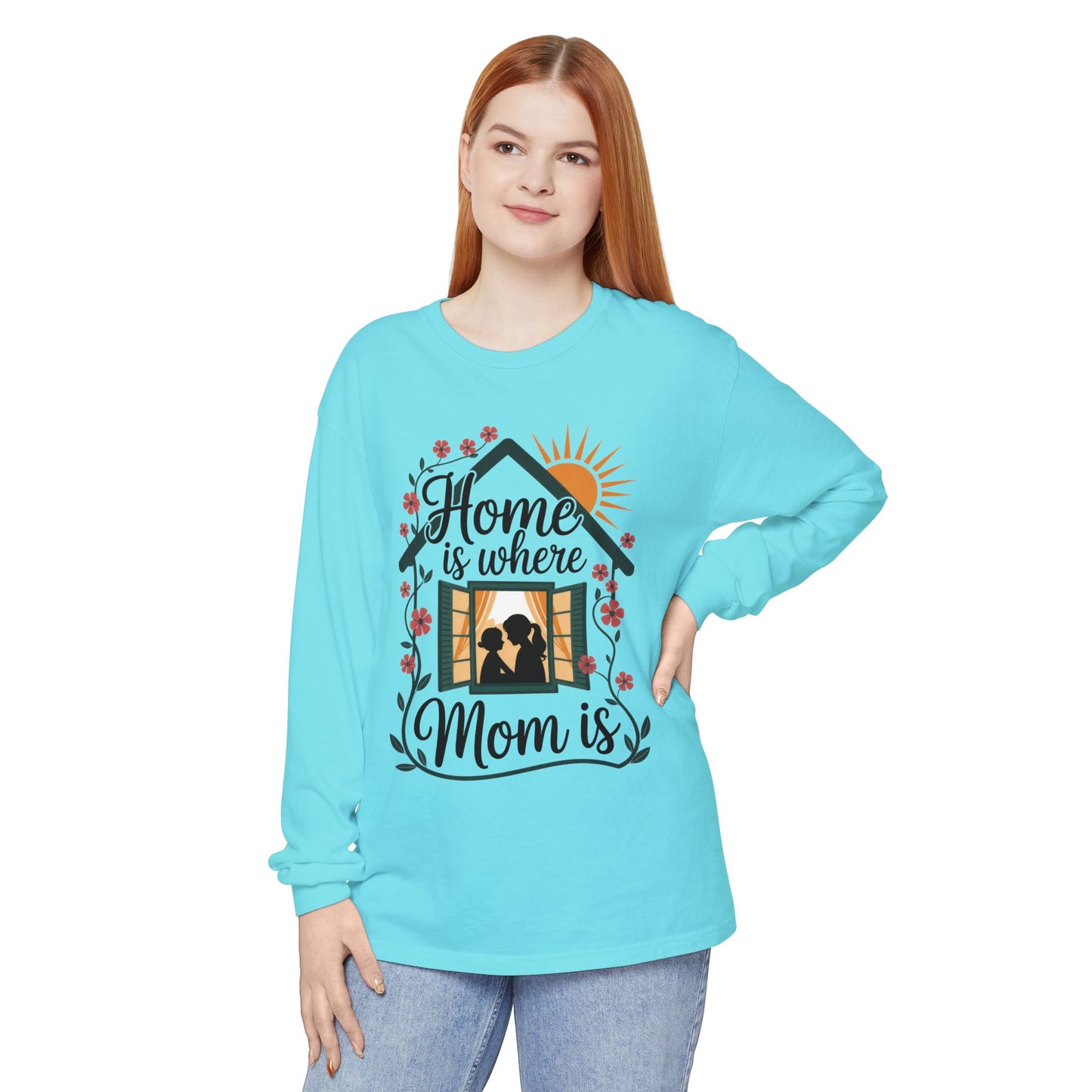 Home Is Where Mom Is Long Sleeve T-Shirt, Mother's Day Cotton Shirt, Cute Family Gift for Mom, Sentimental Mom Gift, mother's day Gift
