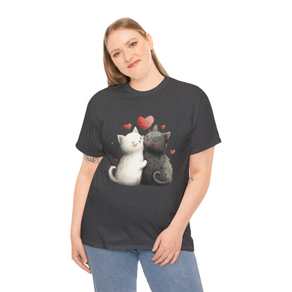 Cute Cat Love T-Shirt, Adorable Feline Couple Tee, Gift for Cat Lovers, Valentine's Day Shirt, Cozy Everyday Wear, Cat Mom T-Shirt