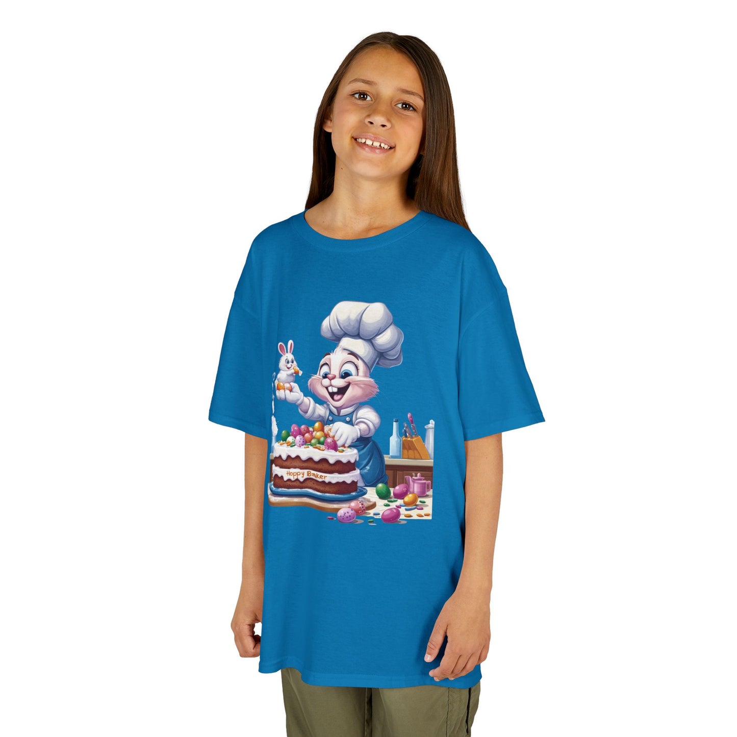 Pastry Chef Easter Bunny T-Shirt - Cute Spring Tee with Chef Bunny and Colorful Cake, Fun Holiday Gift for Kids and Bunny Lovers