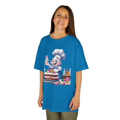 Pastry Chef Easter Bunny T-Shirt - Cute Spring Tee with Chef Bunny and Colorful Cake, Fun Holiday Gift for Kids and Bunny Lovers