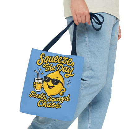 Lemon Themed Tote Bag, Squeeze the Day, Shopping Bag, Gift for Citrus Lovers, Eco-Friendly Carrier, Summer Accessory, Beach Weekender Bag