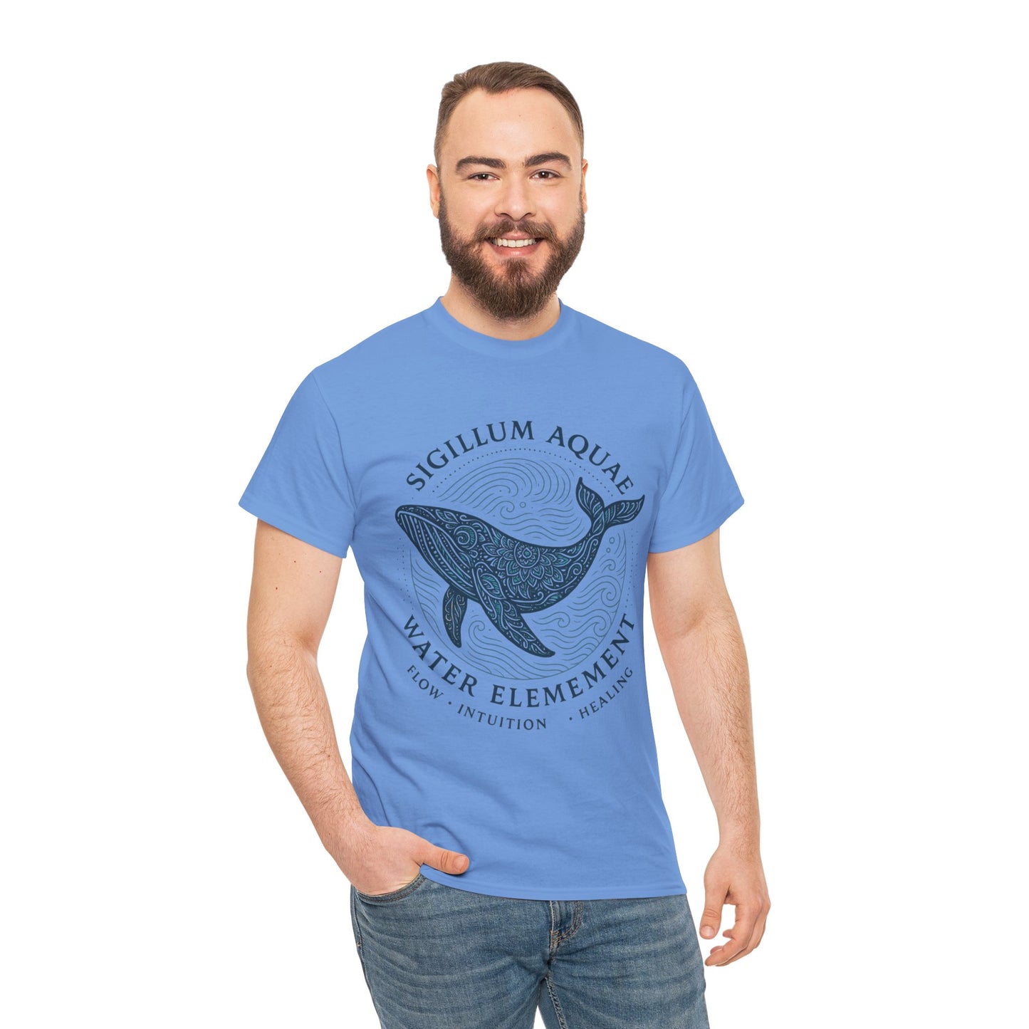 Water Element Whale Tee, Sigillum Aquae Symbol, Flow Intuition Healing, Spiritual Ocean Totem Tee, Nature Energy Shirt, Mindfulness Fashion
