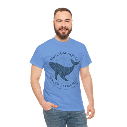 Water Element Whale Tee, Sigillum Aquae Symbol, Flow Intuition Healing, Spiritual Ocean Totem Tee, Nature Energy Shirt, Mindfulness Fashion