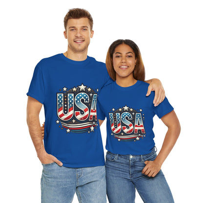 Patriotic USA T-Shirt, Unisex Heavy Cotton Tee for Independence Day, Memorial Day, 4th of July, Casual Wear, Gifts