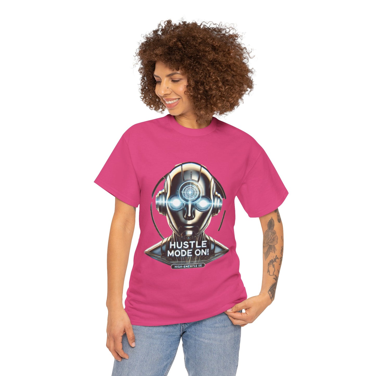 Hustle Mode On Robot T-Shirt, Cyborg Hustle Unisex Tee, Graphic T-Shirt for Gamers & Tech Lovers, Graduations, Motivational Wear