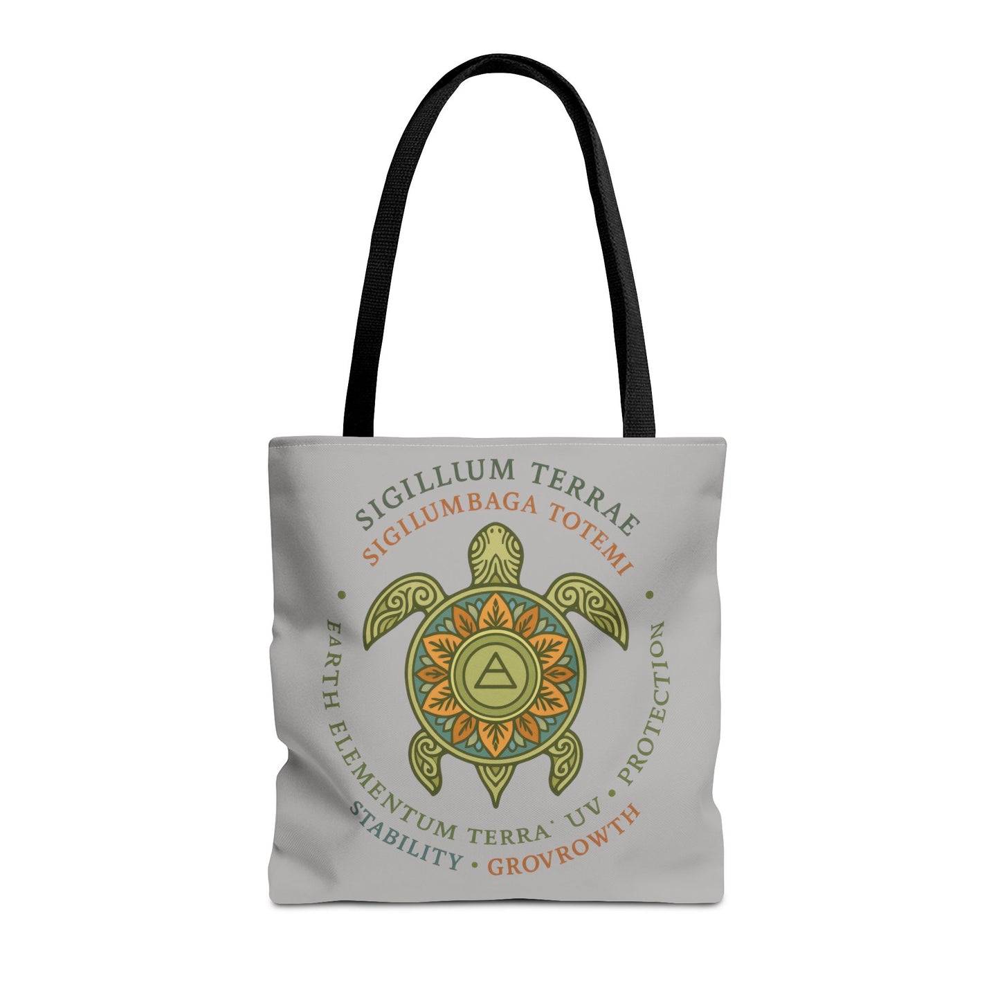Spiritual Symbol Tote Bag, Eco-Friendly Shopping Bag, Gift for Yogis, Bohemian Style, Sigillum Terrae Design, Beach Bag, Large Canvas Bag