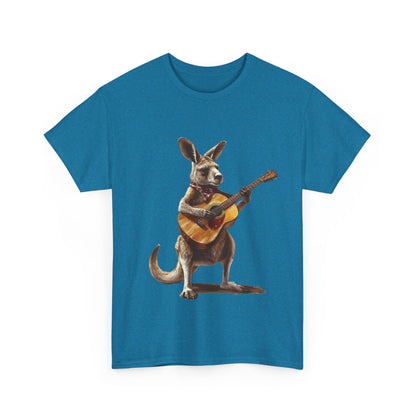 Kangaroo Musician Tee, Fun Graphic Shirt, Unisex Cotton Tee, Gift for Music Lovers, Aussie Music Lover Gift, Guitar Playing Kangaroo T-Shirt