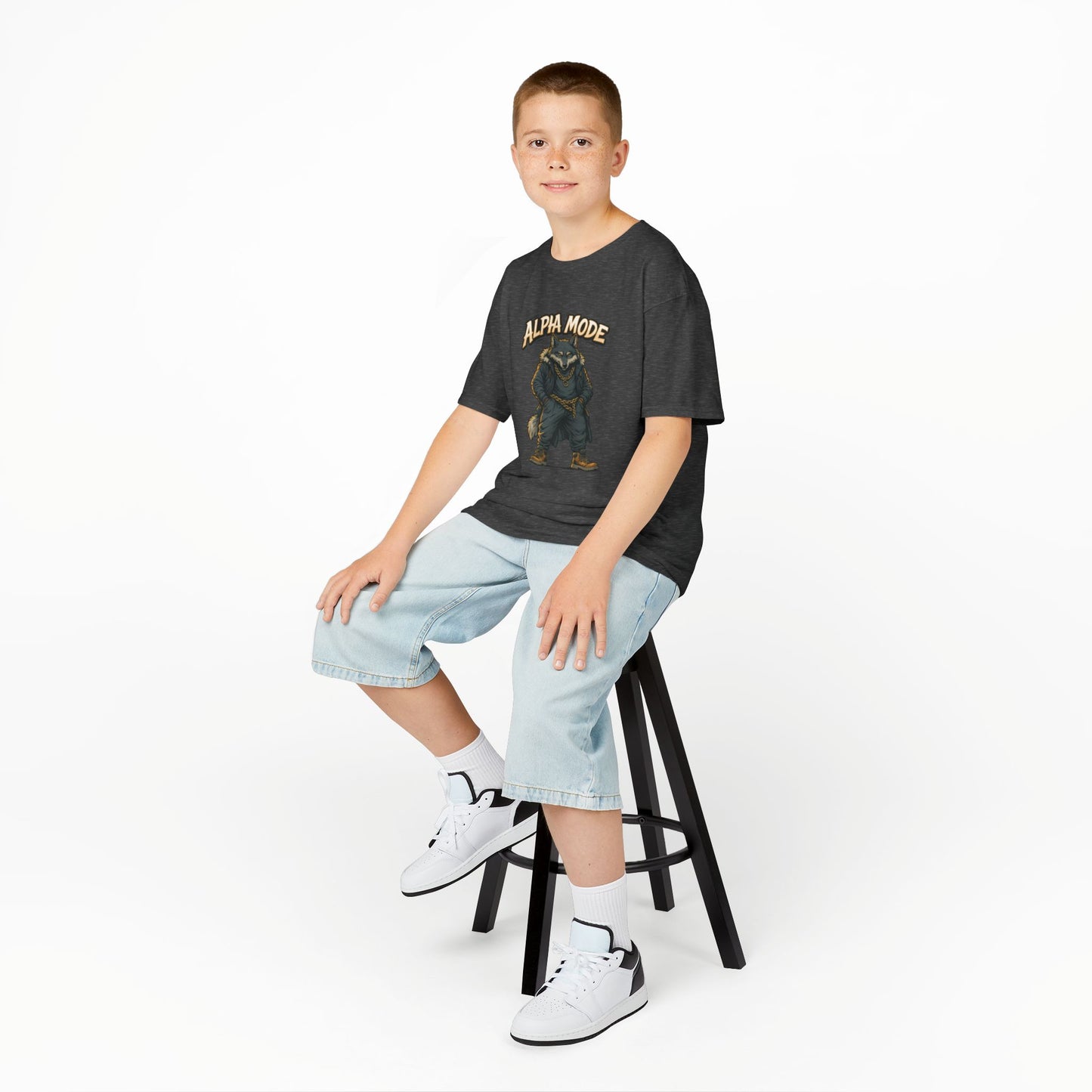 Alpha Mode Teen Wolf Shirt, Cool Youth Graphic Tee, Hip Hop Savage Wolf Tee, Graphic Kids Tee, Alpha Teen Streetwear, Wolf Gift for Teens
