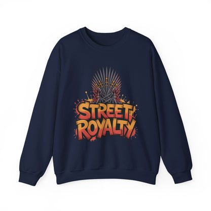 Street Royalty Men's Crewneck Sweatshirt, Graffiti Crown Graphic Pullover, Urban Streetwear Top for Men