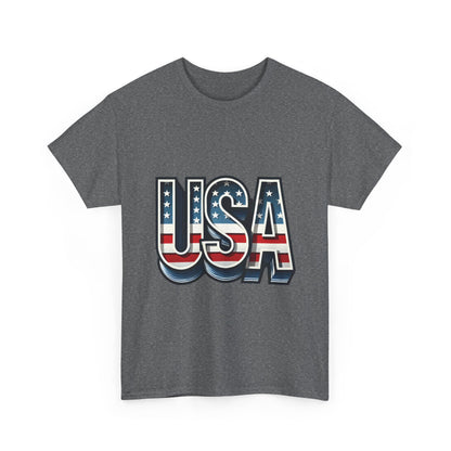 USA Patriotic Unisex Heavy Cotton Tee, American Pride Shirt, July 4th T-Shirt, Independence Day Apparel, Casual Summer Top