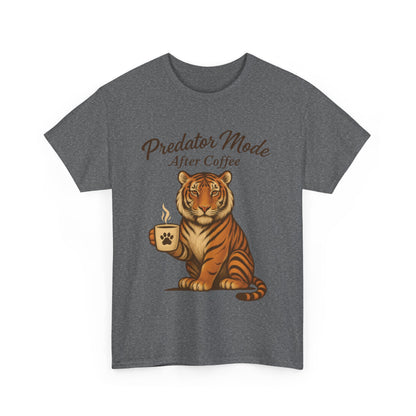 Predator Mode After Coffee Tiger Shirt, Funny Coffee Lover Tee, Mens Caffeine Graphic Tee, Morning Motivation Tiger Shirt,Coffee Addict Gift
