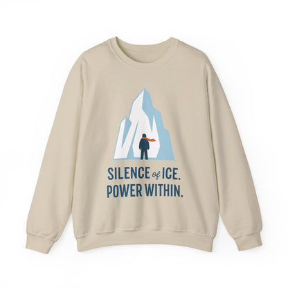 Men's Heavy Blend™ Crewneck Sweatshirt, Silence of Ice Power Within Sweatshirt, Nordic Iceberg Minimalist Pullover