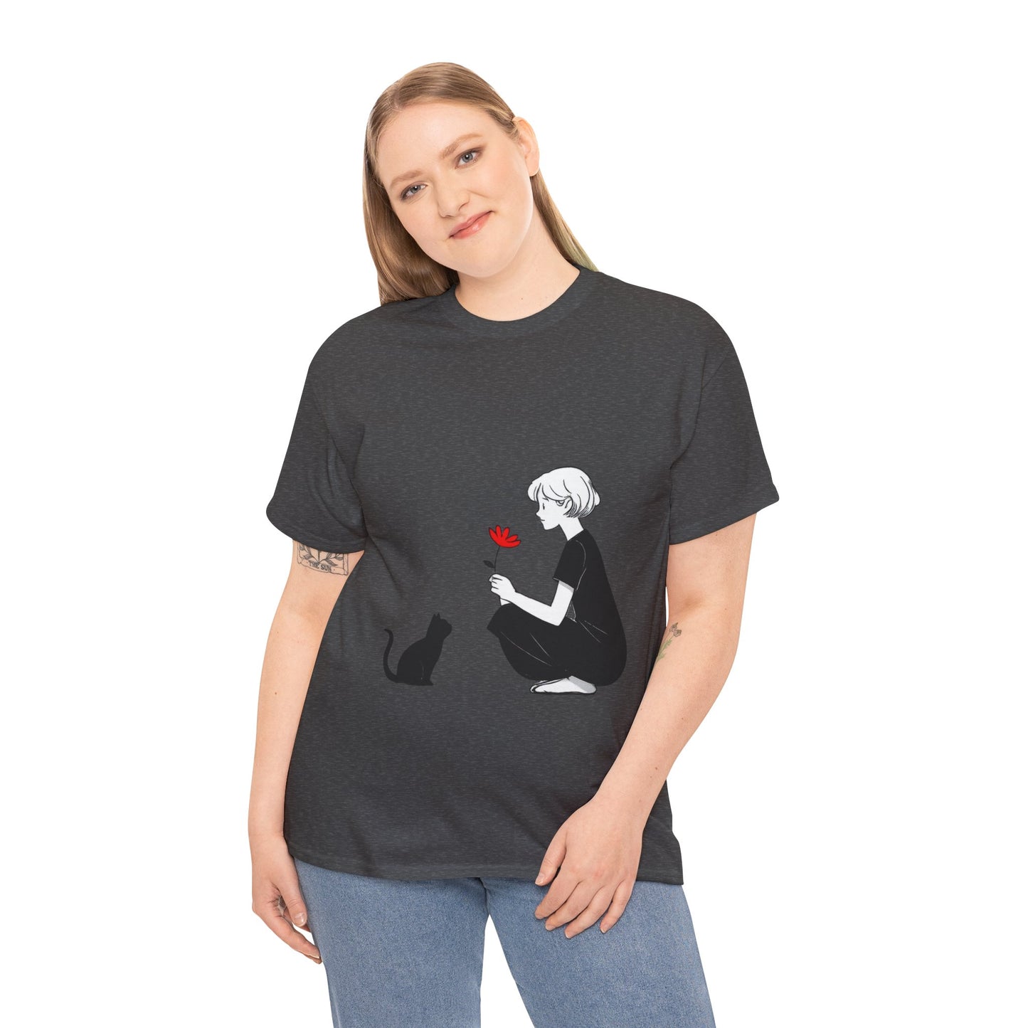 Cat Lover's Heavy Cotton Tee, Cute Cat Shirt, Pet Owner Gift, Animal Lover Apparel, Birthday Gift for Her, Women's Cotton T-Shirt, Cat Lover