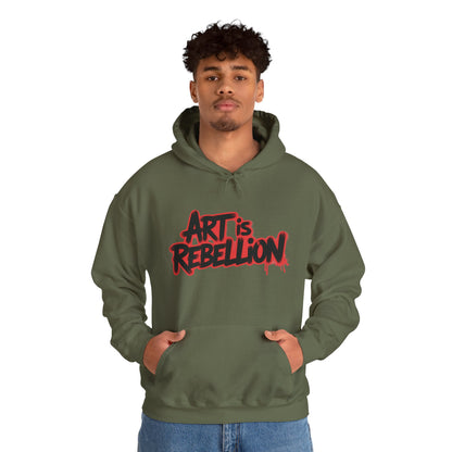 Men's Heavy Blend™ Hooded Sweatshirt, Art Is Rebellion Men's Hoodie, Graffiti Street Art Pullover, Urban Rebellion Hoodie for Skaters