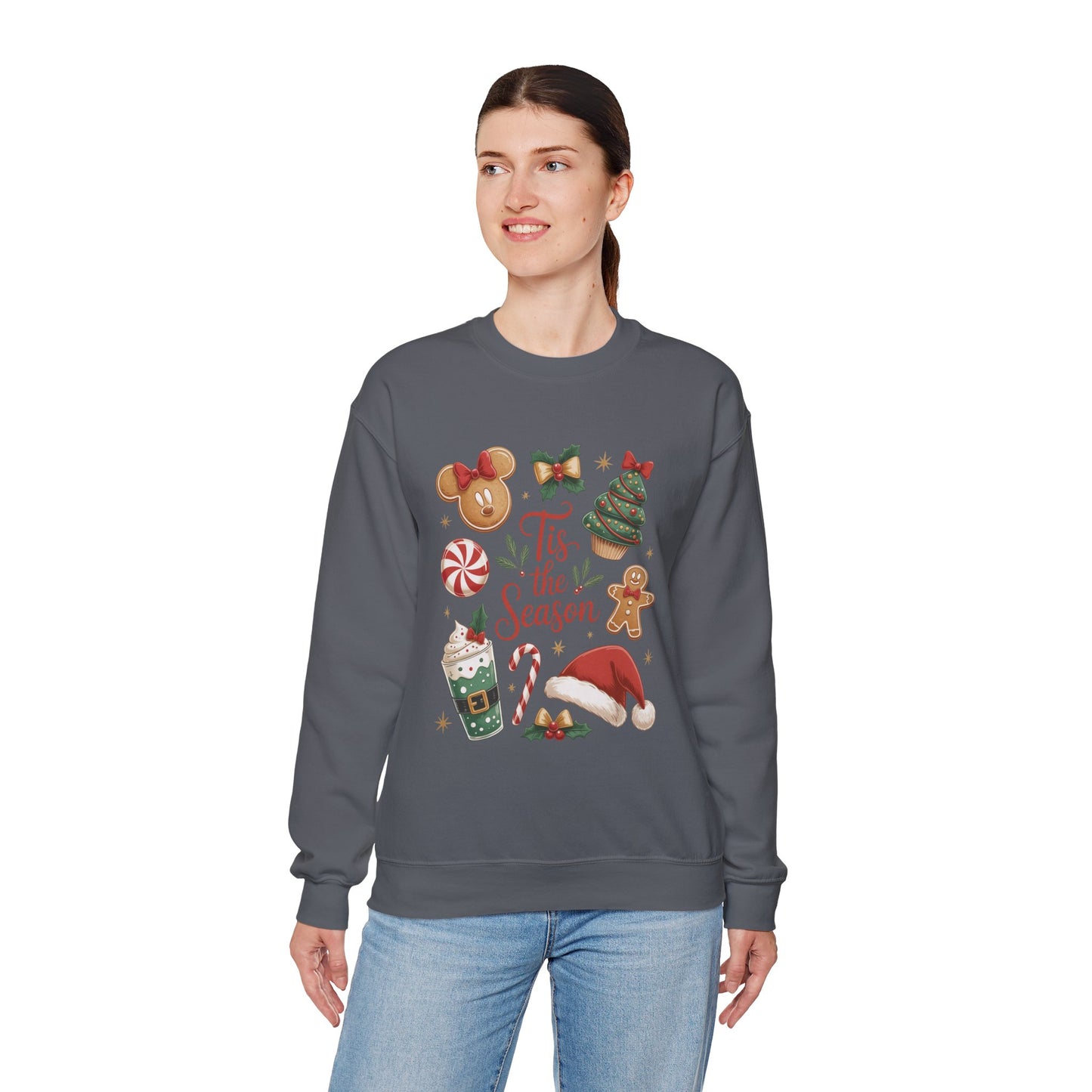 Women's Tis the Season Christmas Sweatshirt, Cozy Cookie - Cocoa Holiday Jumper, Women's Crewneck Sweatshirt